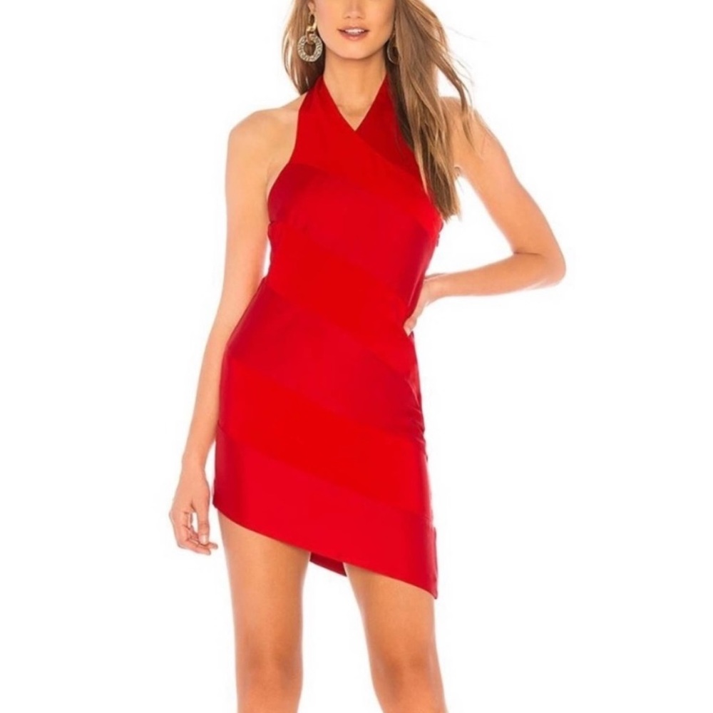 NBD Steph Mini Dress in Red satin stripe NWT XL
